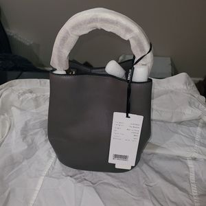 Everything Solid Cowhide Leather Simple Snap Bucket Top Handle